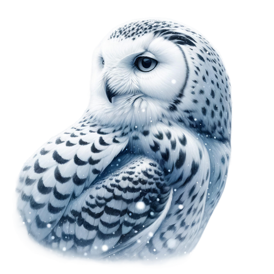 White Owl Sitting With Snowflakes Vinyl Sticker Decal