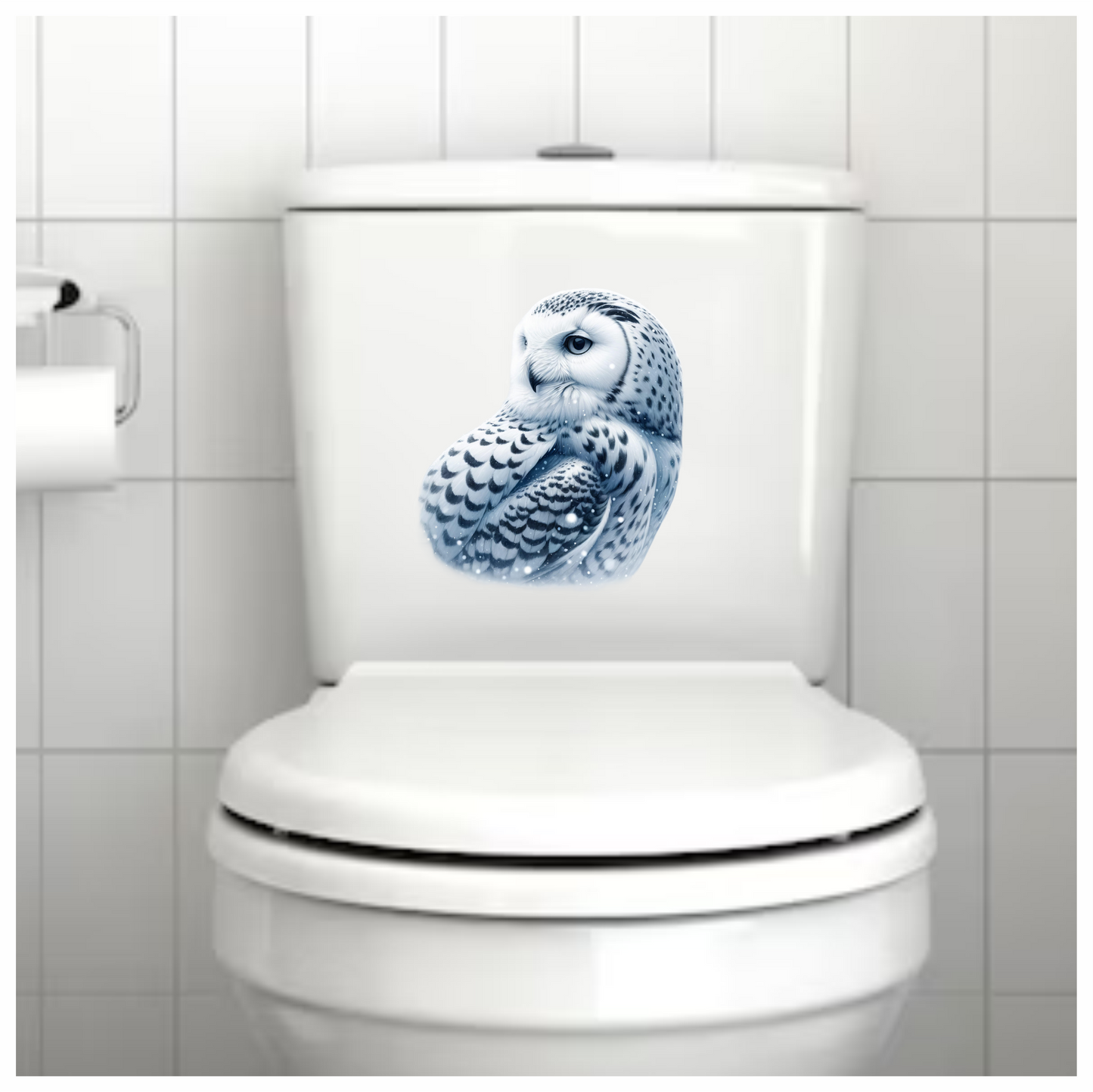 White Owl Sitting With Snowflakes Vinyl Sticker Decal
