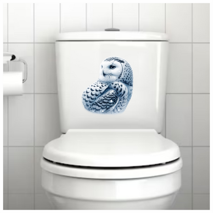 White Owl Sitting With Snowflakes Vinyl Sticker Decal
