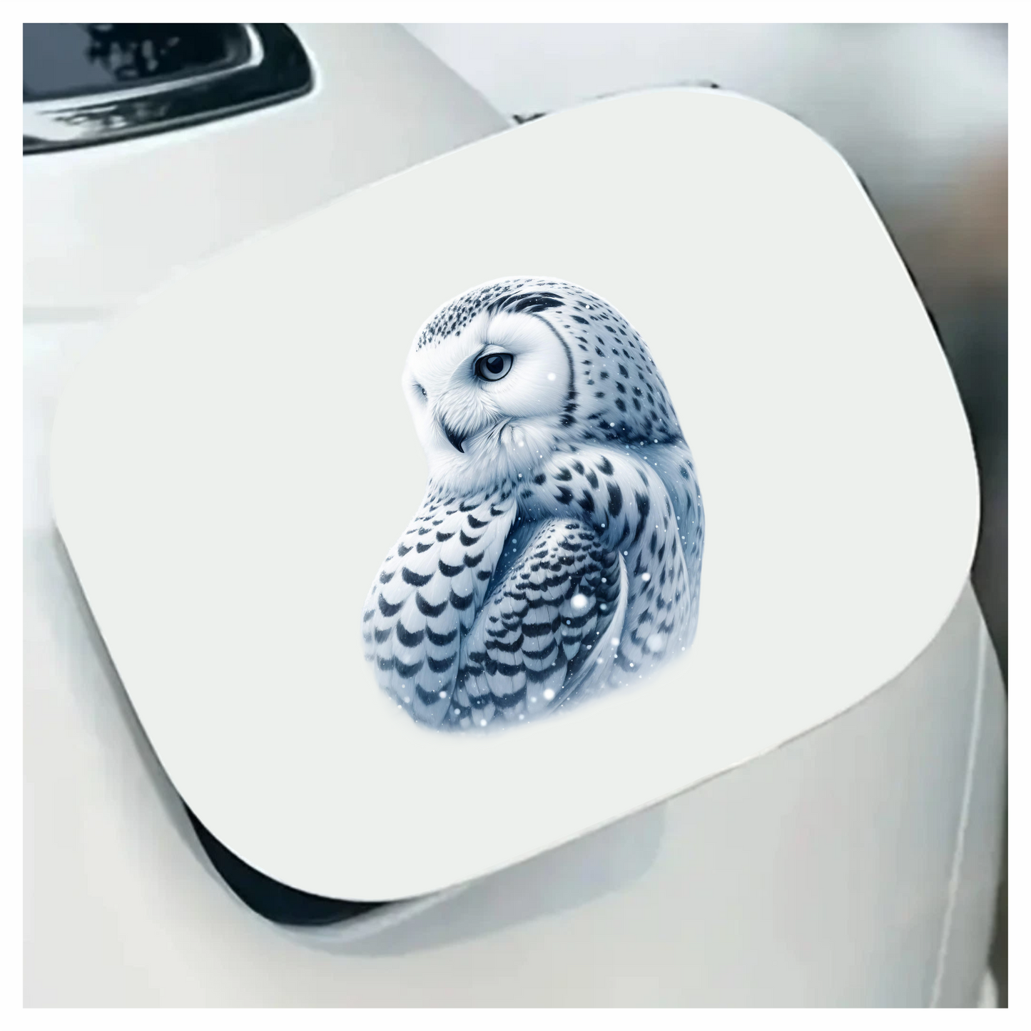 White Owl Sitting With Snowflakes Vinyl Sticker Decal