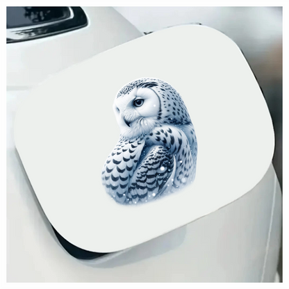 White Owl Sitting With Snowflakes Vinyl Sticker Decal