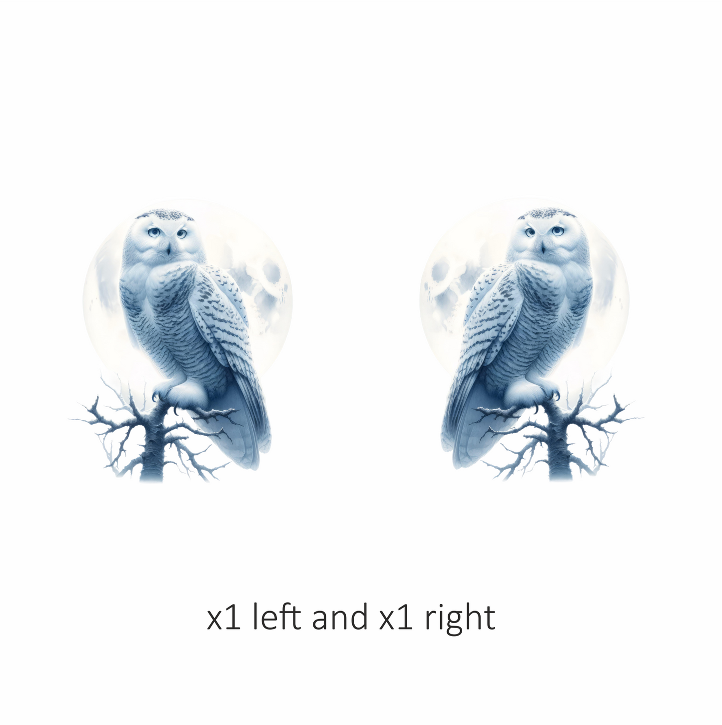White Owl Perched With Full Moon Vinyl Sticker Decal
