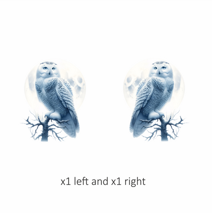 White Owl Perched With Full Moon Vinyl Sticker Decal