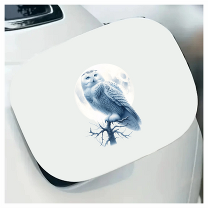 White Owl Perched With Full Moon Vinyl Sticker Decal