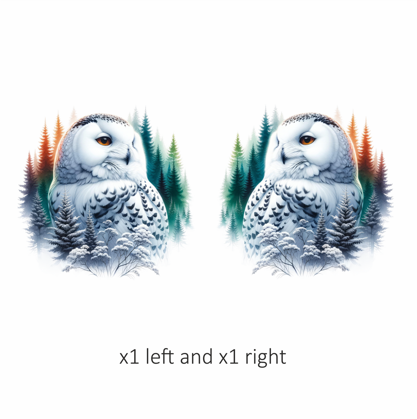 White Owl Sitting Among Winter Trees Vinyl Sticker Decal