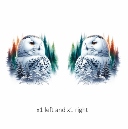White Owl Sitting Among Winter Trees Vinyl Sticker Decal