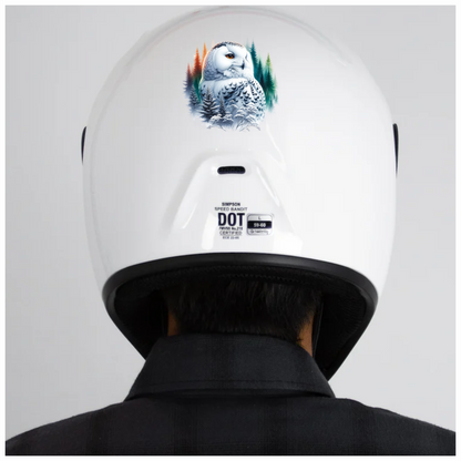 White Owl Sitting Among Winter Trees Vinyl Sticker Decal