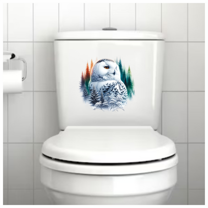 White Owl Sitting Among Winter Trees Vinyl Sticker Decal