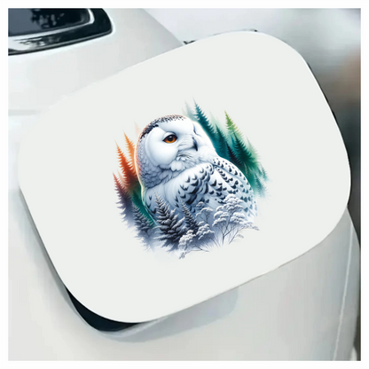 White Owl Sitting Among Winter Trees Vinyl Sticker Decal