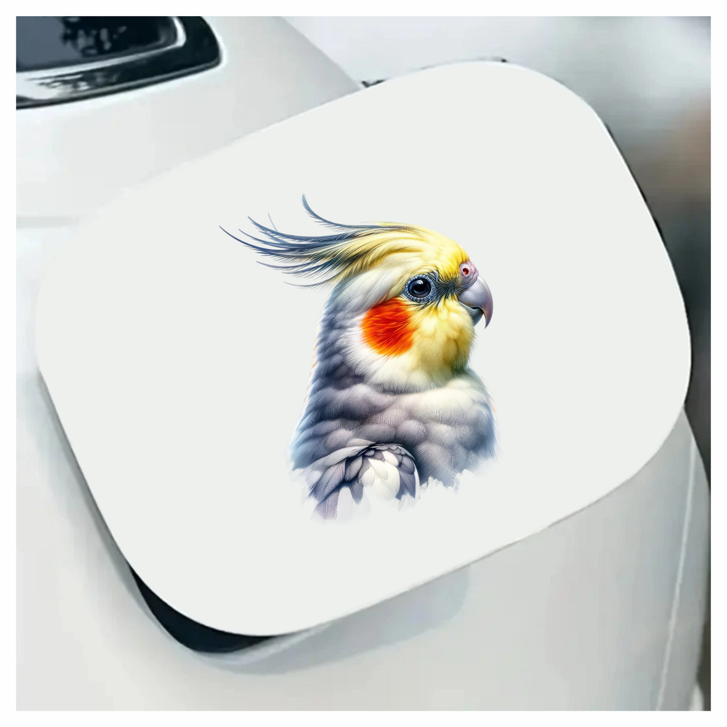 Grey Cockatiel Parrot With Orange Cheek Vinyl Sticker Decal