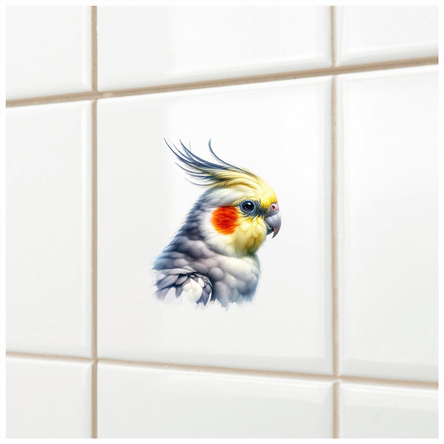 Grey Cockatiel Parrot With Orange Cheek Vinyl Sticker Decal