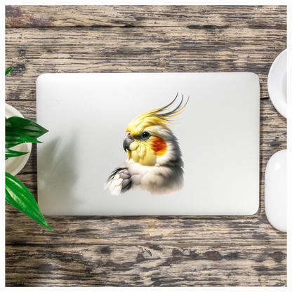 Yellow Cockatiel Parrot With Orange Cheek Vinyl Sticker Decal