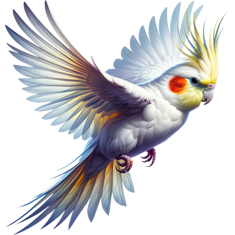 White Cockatiel Parrot Flying With Crest Vinyl Sticker Decal