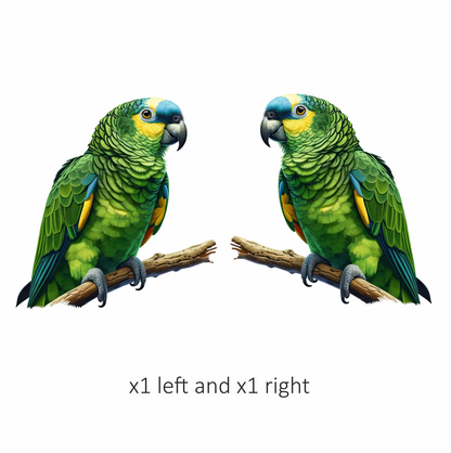 Green Parrot Amazon Sitting On Branch Vinyl Sticker Decal