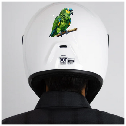 Green Parrot Amazon Sitting On Branch Vinyl Sticker Decal