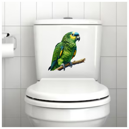 Green Parrot Amazon Sitting On Branch Vinyl Sticker Decal