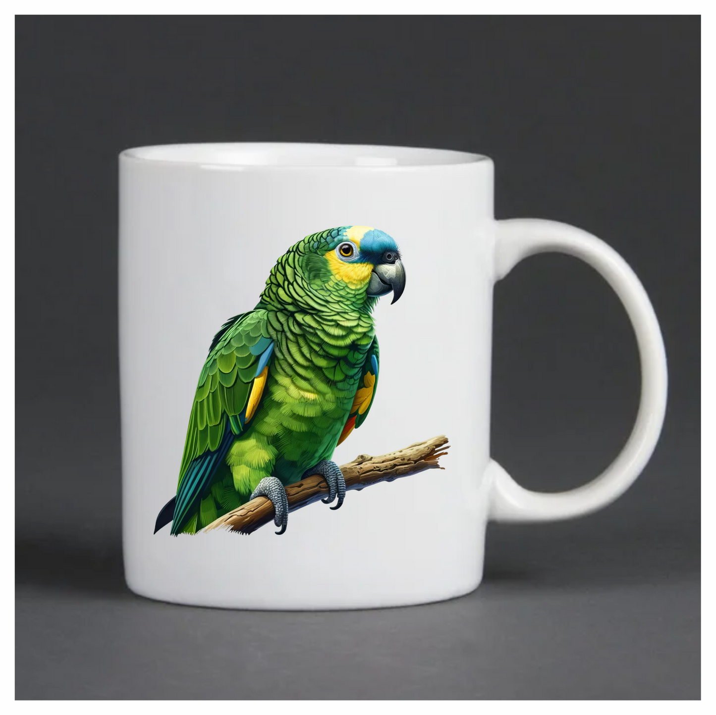 Green Parrot Amazon Sitting On Branch Vinyl Sticker Decal
