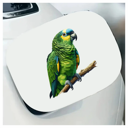 Green Parrot Amazon Sitting On Branch Vinyl Sticker Decal