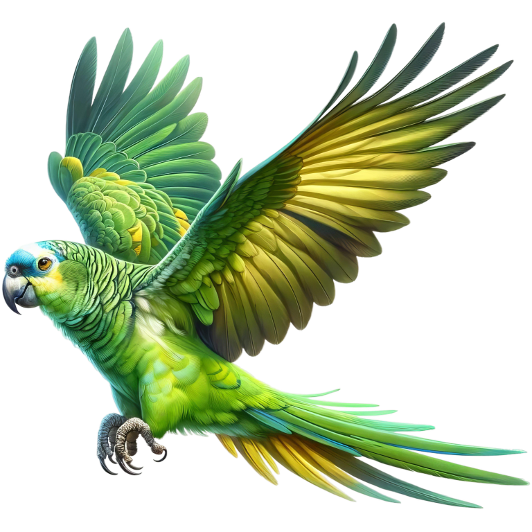 Green Parrot Amazon Flying With Wings Vinyl Sticker Decal