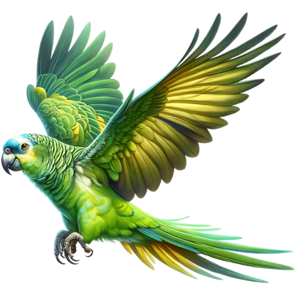 Green Parrot Amazon Flying With Wings Vinyl Sticker Decal