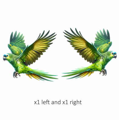 Green Parrot Amazon Flying With Wings Vinyl Sticker Decal