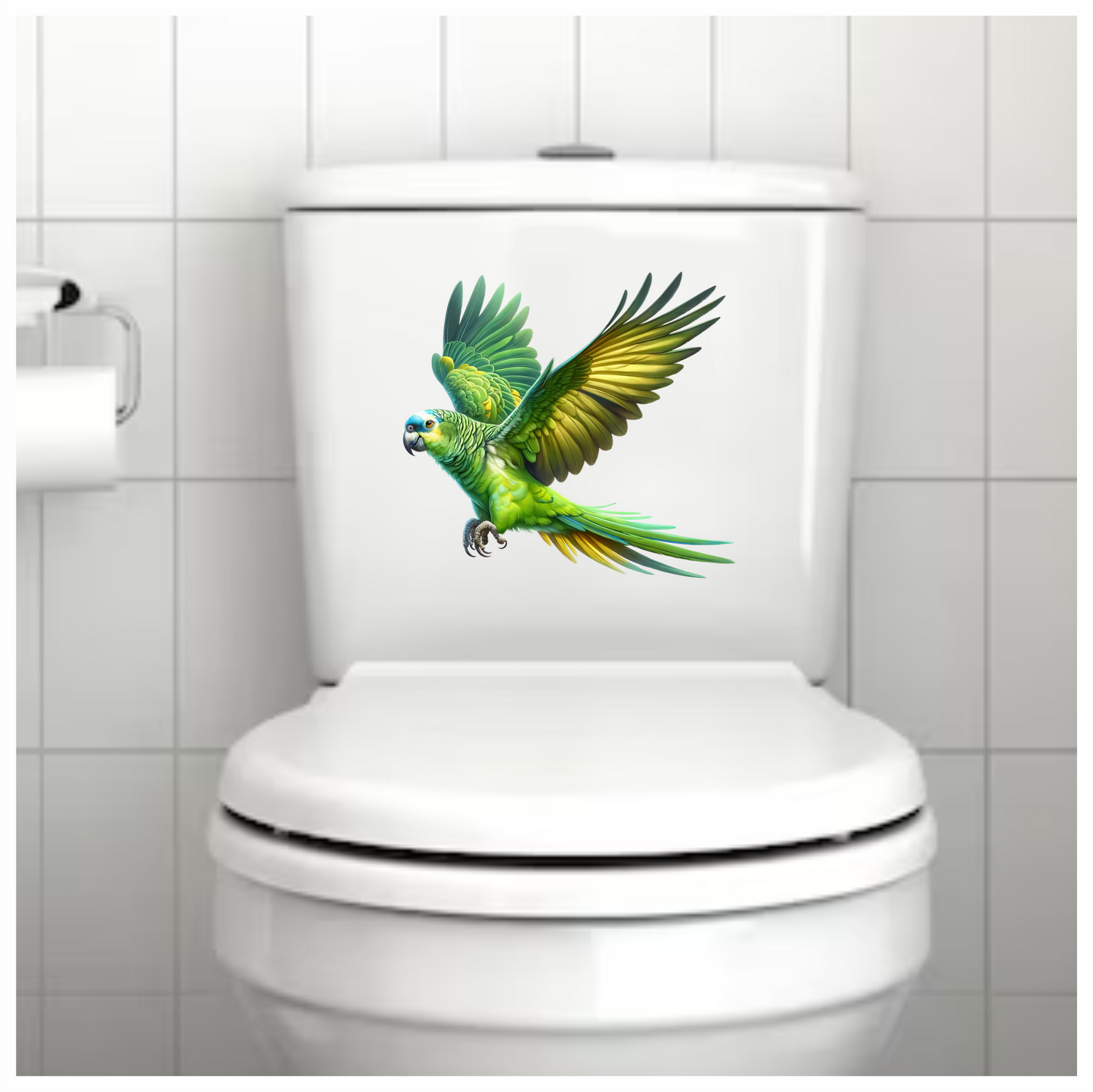 Green Parrot Amazon Flying With Wings Vinyl Sticker Decal