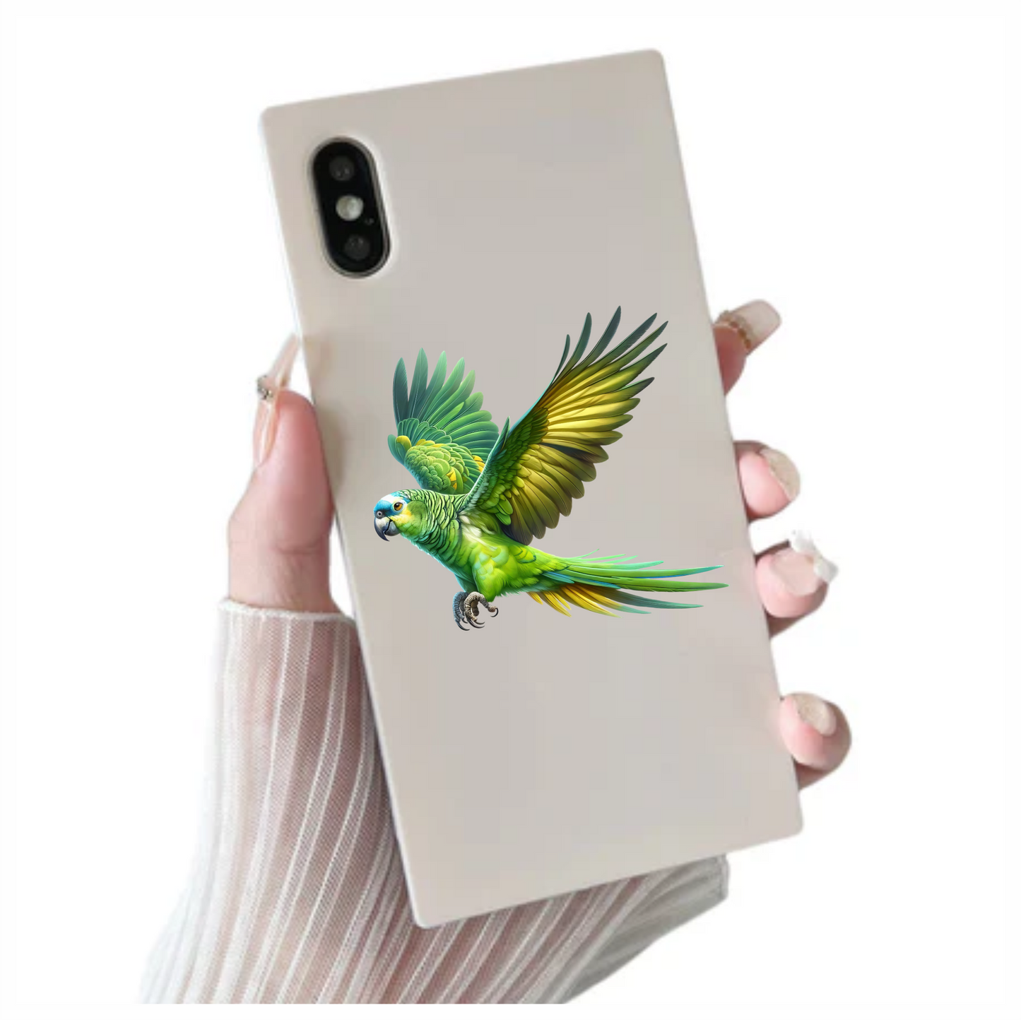 Green Parrot Amazon Flying With Wings Vinyl Sticker Decal