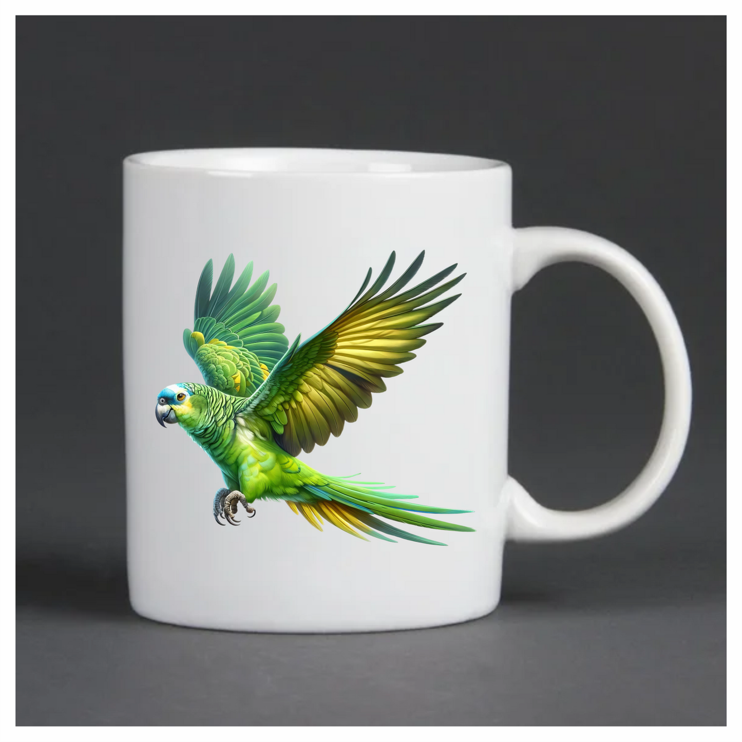 Green Parrot Amazon Flying With Wings Vinyl Sticker Decal