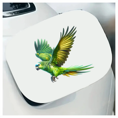 Green Parrot Amazon Flying With Wings Vinyl Sticker Decal