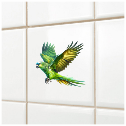 Green Parrot Amazon Flying With Wings Vinyl Sticker Decal