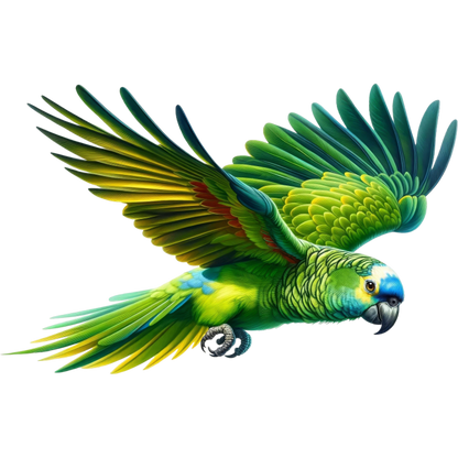 Green Parrot Amazon Flying With Feathers Vinyl Sticker Decal