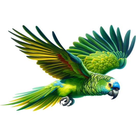 Green Parrot Amazon Flying With Feathers Vinyl Sticker Decal