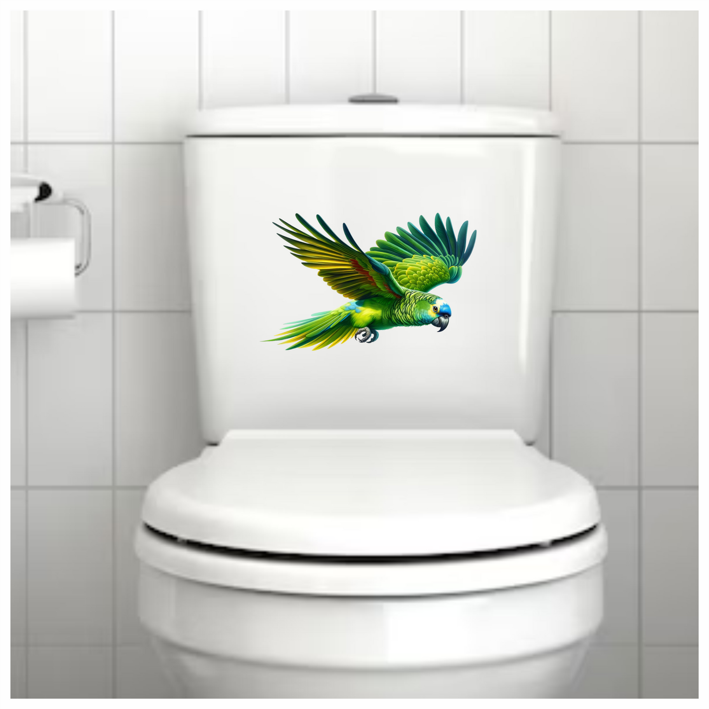 Green Parrot Amazon Flying With Feathers Vinyl Sticker Decal