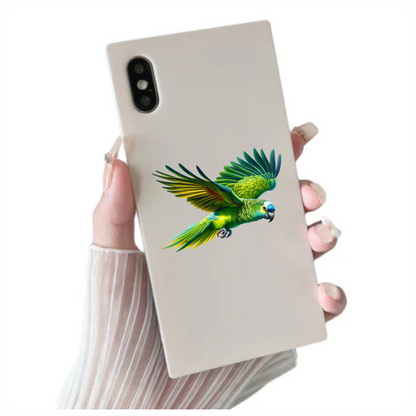 Green Parrot Amazon Flying With Feathers Vinyl Sticker Decal