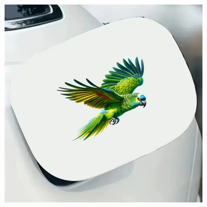 Green Parrot Amazon Flying With Feathers Vinyl Sticker Decal
