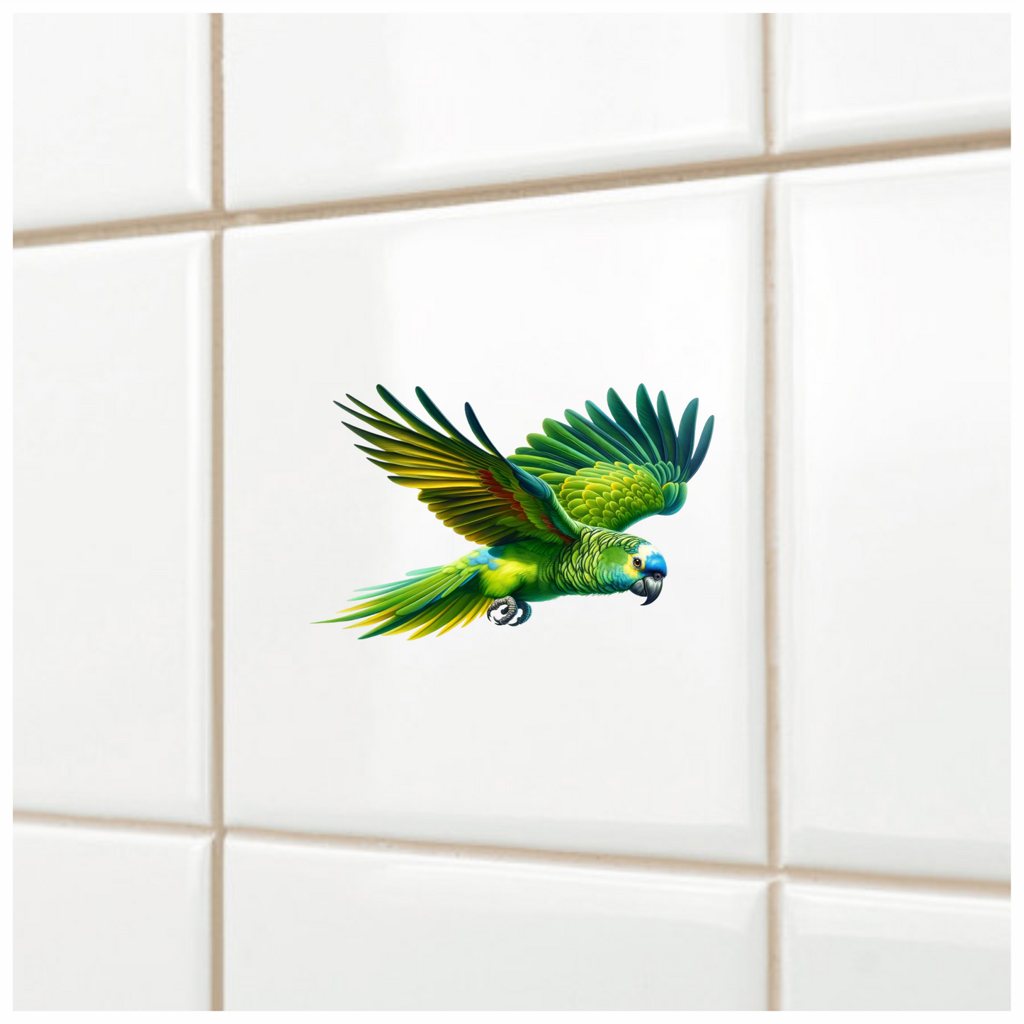 Green Parrot Amazon Flying With Feathers Vinyl Sticker Decal