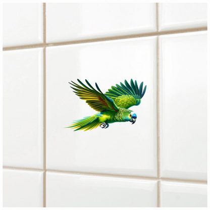 Green Parrot Amazon Flying With Feathers Vinyl Sticker Decal
