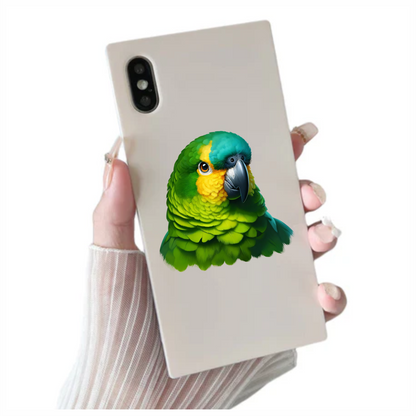 Green Parrot Amazon Head Close Up Vinyl Sticker Decal