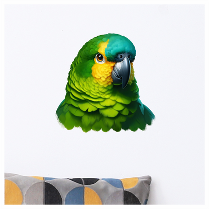 Green Parrot Amazon Head Close Up Vinyl Sticker Decal