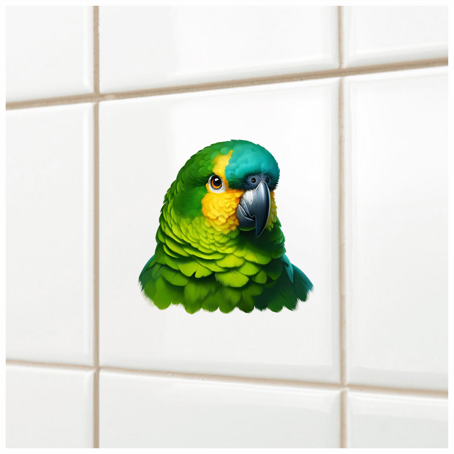 Green Parrot Amazon Head Close Up Vinyl Sticker Decal