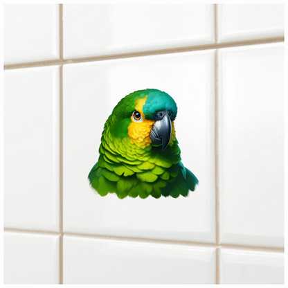 Green Parrot Amazon Head Close Up Vinyl Sticker Decal