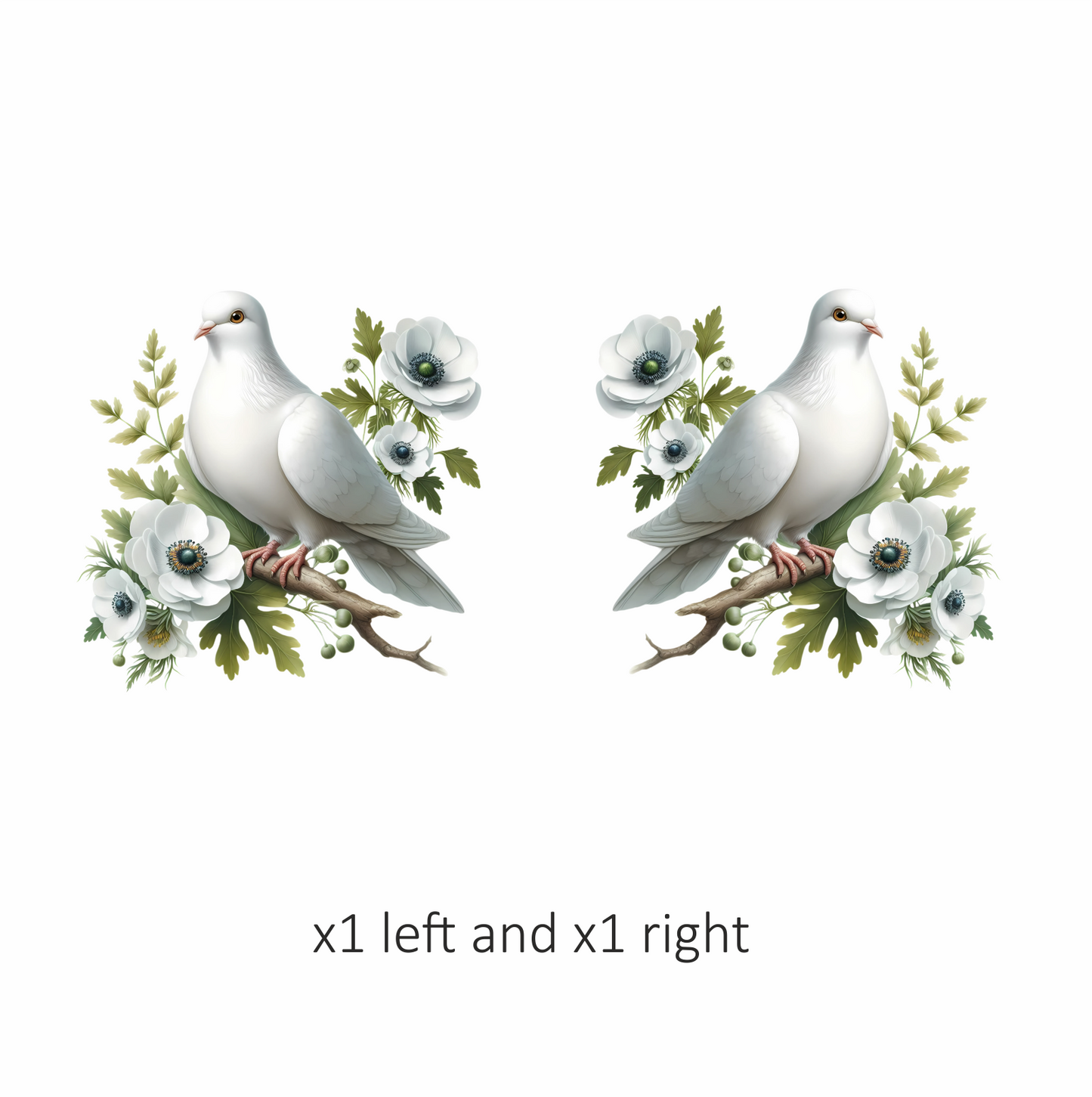 White Dove Bird Sitting With Flowers Vinyl Sticker Decal