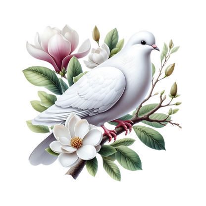White Dove Bird Perched On Branch Vinyl Sticker Decal