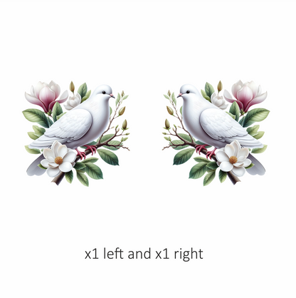 White Dove Bird Perched On Branch Vinyl Sticker Decal