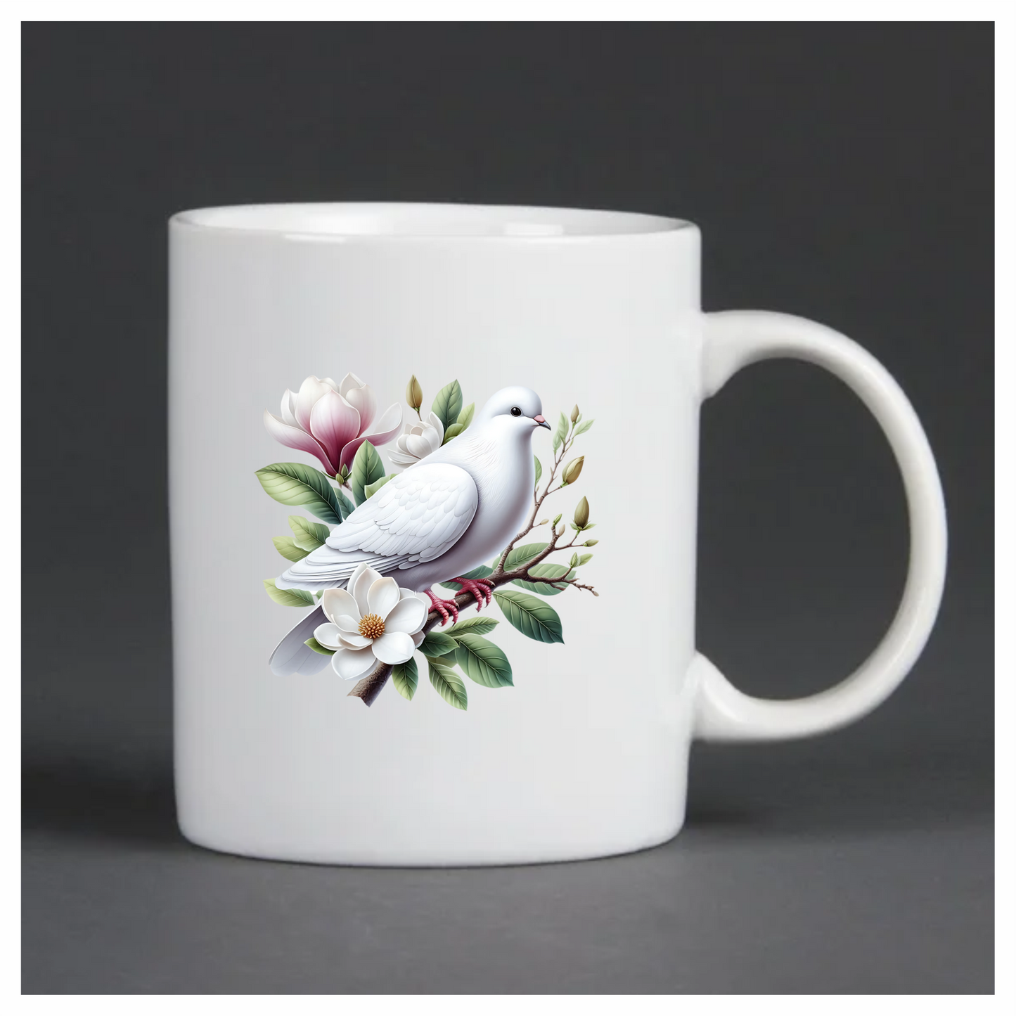 White Dove Bird Perched On Branch Vinyl Sticker Decal