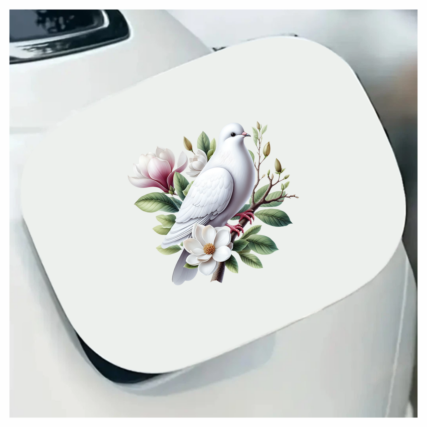 White Dove Bird Perched On Branch Vinyl Sticker Decal