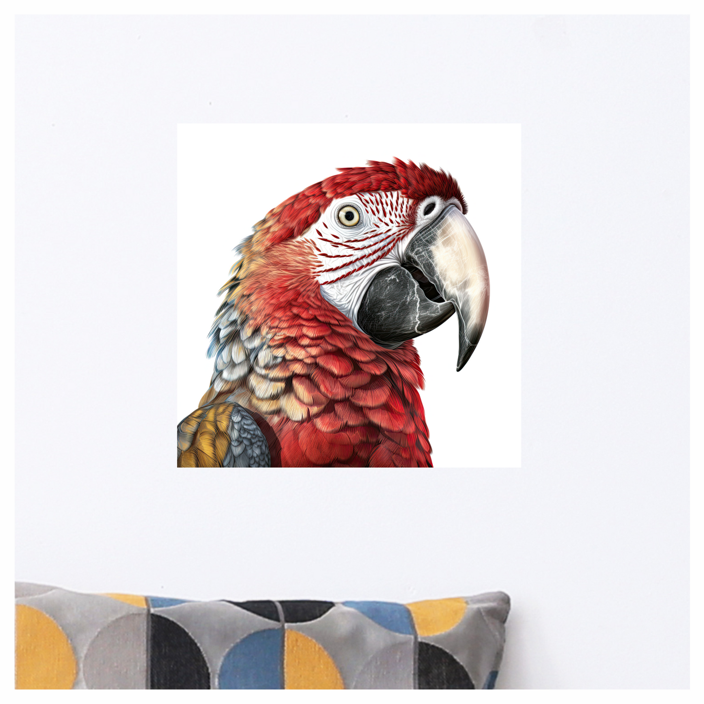Red Macaw Parrot With Large Beak Vinyl Sticker Decal
