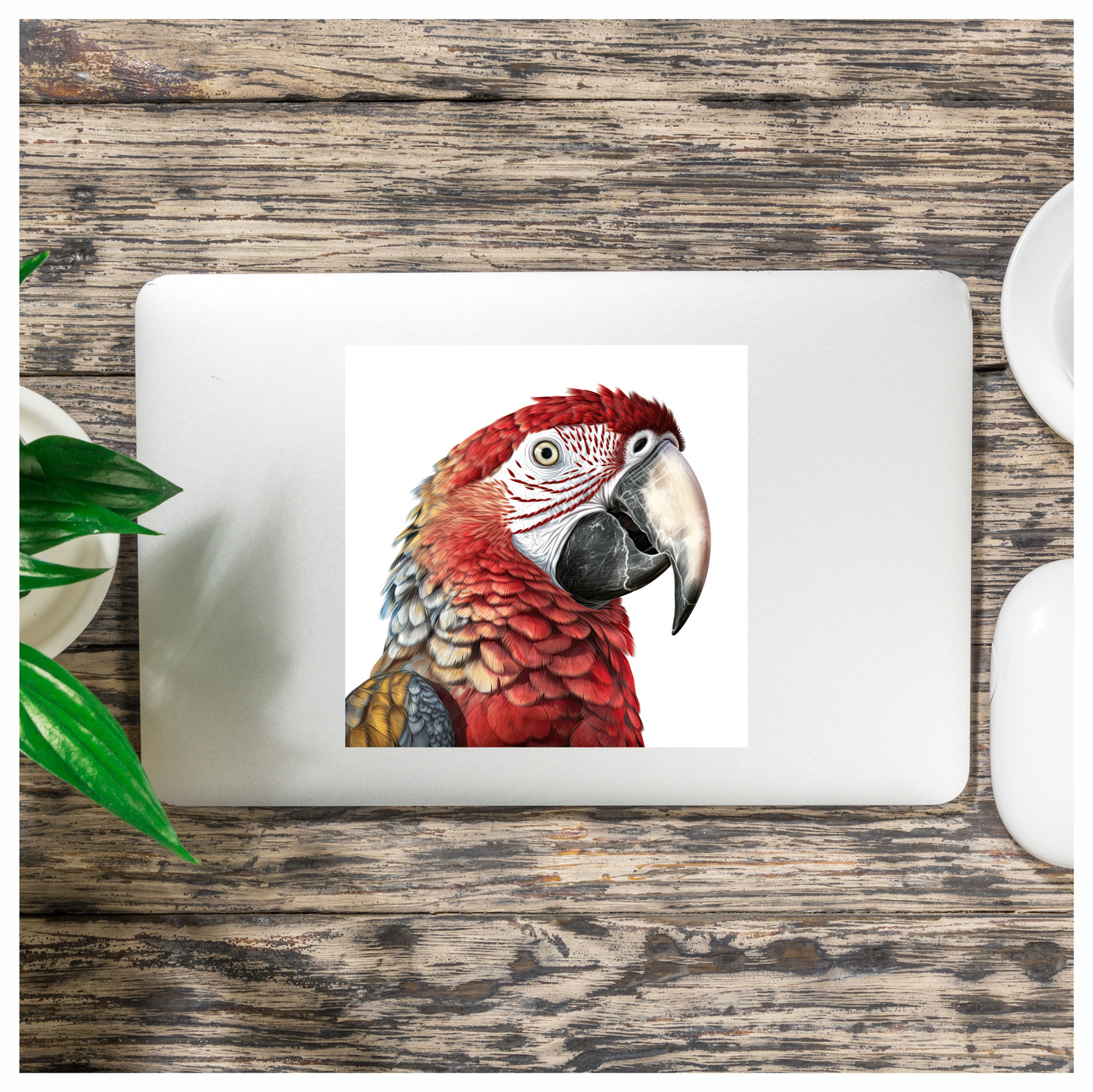 Red Macaw Parrot With Large Beak Vinyl Sticker Decal