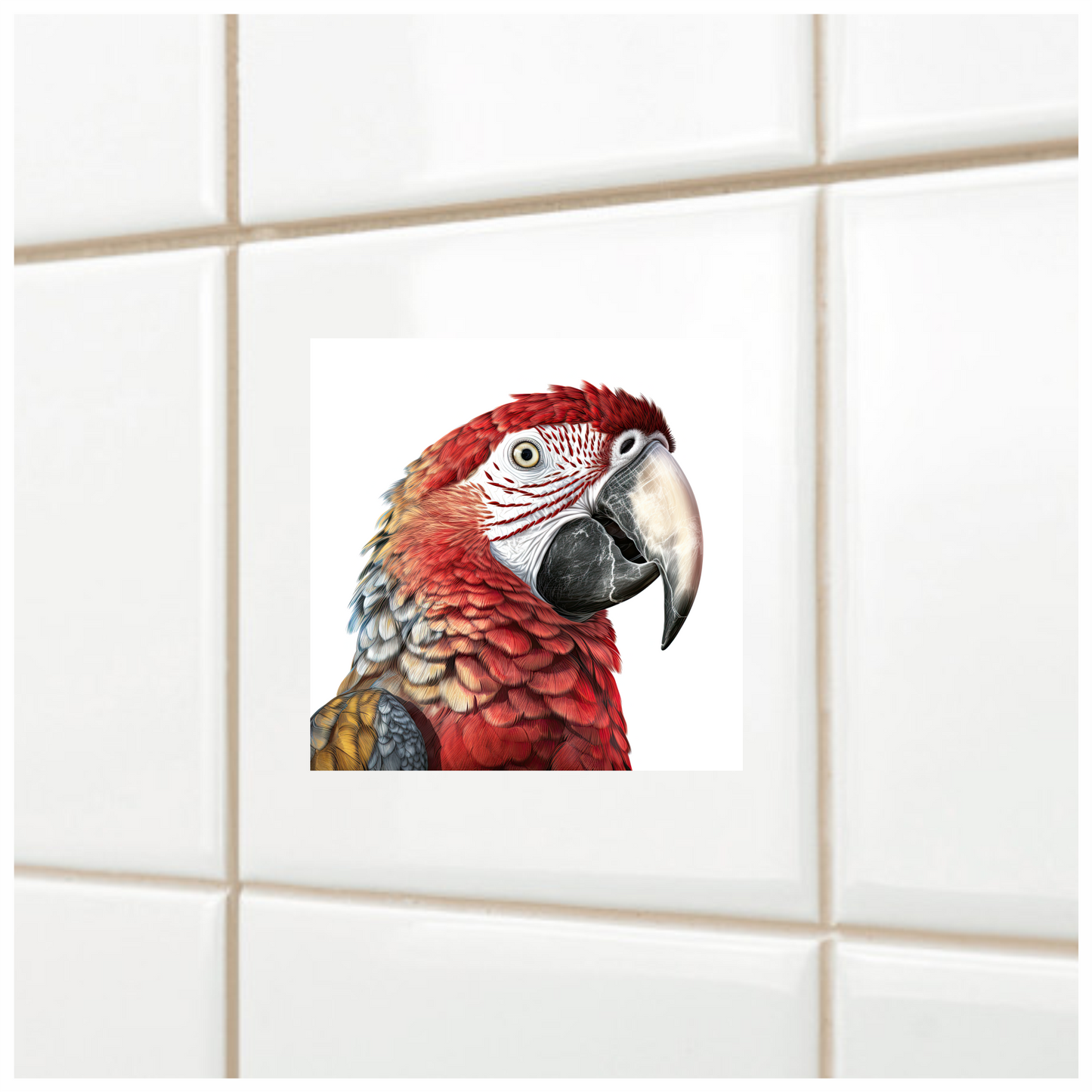 Red Macaw Parrot With Large Beak Vinyl Sticker Decal