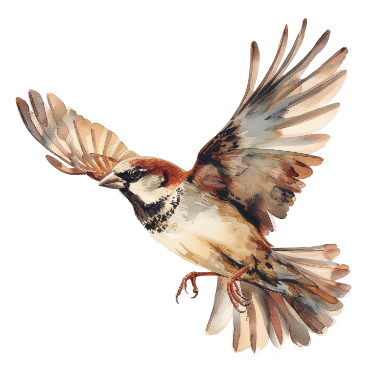 Brown Sparrow Bird With Open Wings Vinyl Sticker Decal